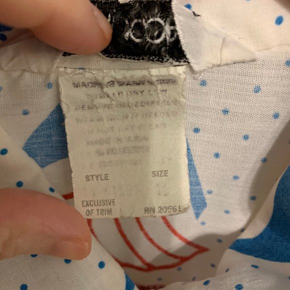 Adorable 70s 80s vintage Model Coat housedress snap down kitsch white with red a - Picture 2 of 8